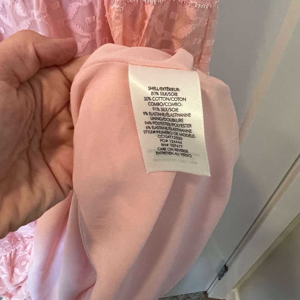 Alice and Olivia Tia Puff Sleve Silk Blend Pink Midi Dress Size 2 NWT - Picture 6 of 6
